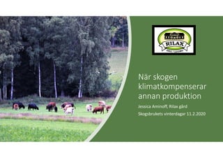 När skogen
klimatkompenserar
annan produktion
Jessica Aminoff, Rilax gård
Skogsbrukets vinterdagar 11.2.2020
 