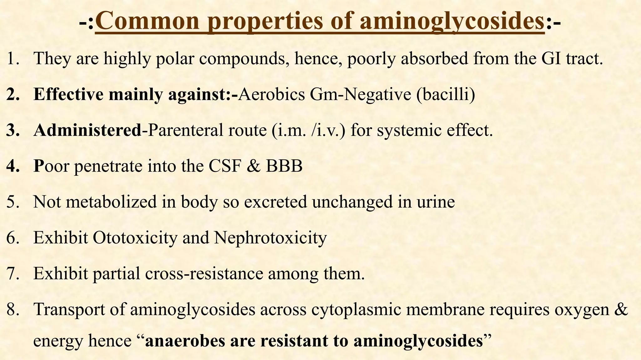 Aminoglycosides | PPTX | Chemistry | Science