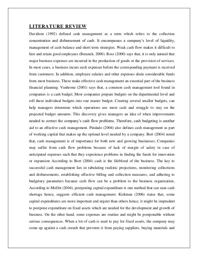 cash management project report cash management project report