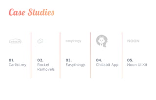 01.
Carlist.my
02.
Rocket
Removels
03.
Easythingy
04.
Chillabit App
05.
Noon UI Kit
 