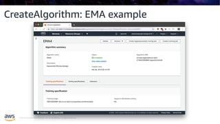 © 2019, Amazon Web Services, Inc. or its affiliates. All rights reserved.
CreateAlgorithm: EMA example
 