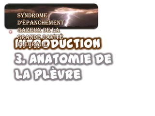 Syndrome
  d’épanchement
• gazeux de la
  grande cavité
 Introduction
  pleurale

 3. anatomie de
 la plèvre
 