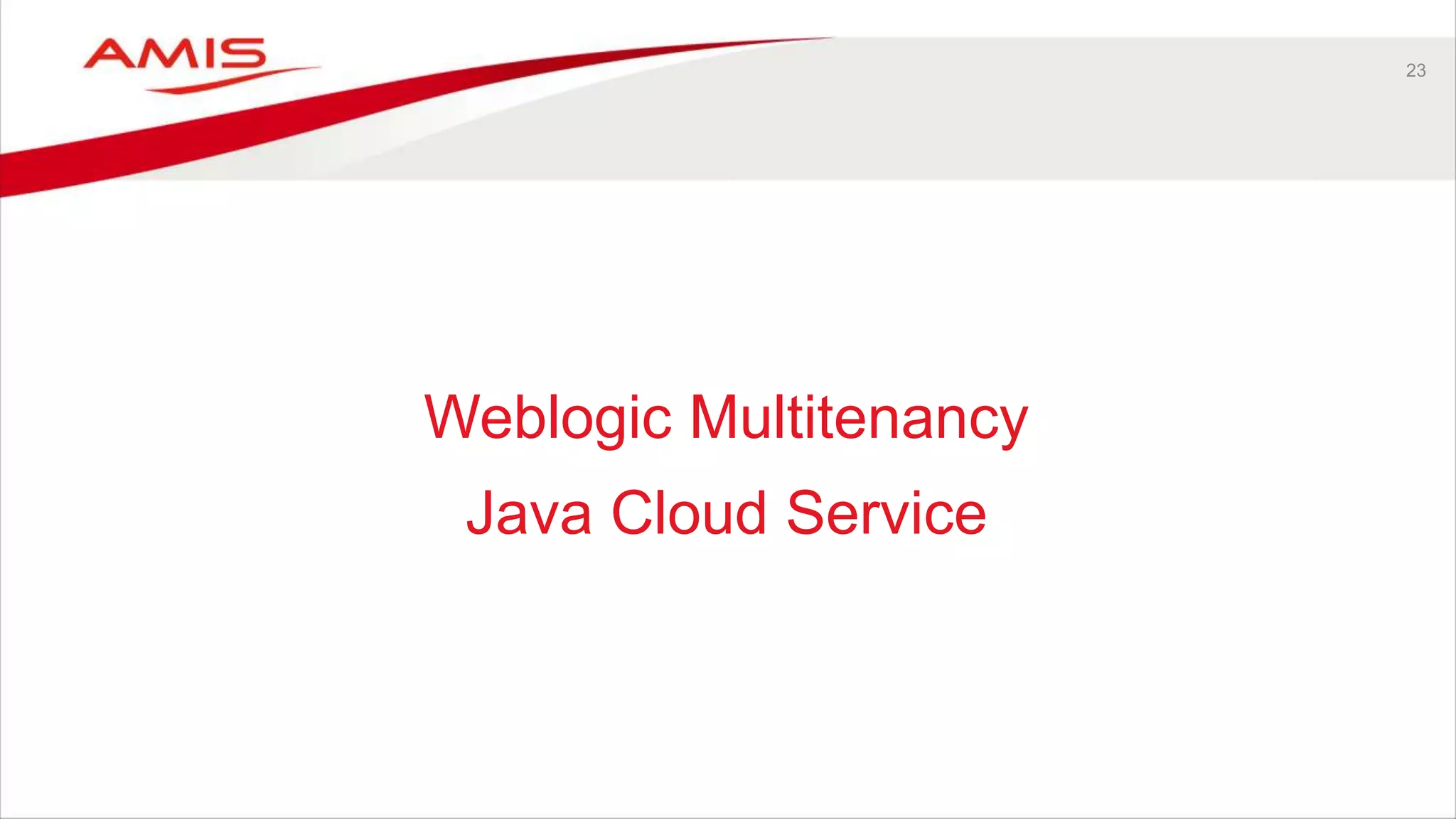 23
Weblogic Multitenancy
Java Cloud Service
 