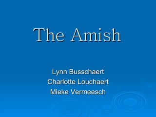The Amish Lynn Busschaert Charlotte Louchaert Mieke Vermeesch 