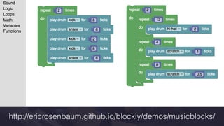 http://ericrosenbaum.github.io/blockly/demos/musicblocks/
 