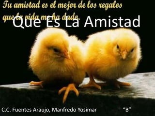 Que Es La Amistad C.C. Fuentes Araujo, Manfredo Yosimar                   “B” 