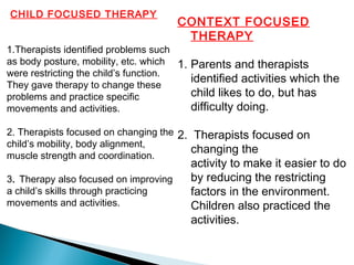 Cerebral Palsy :Context verses child focused therapy | PPT