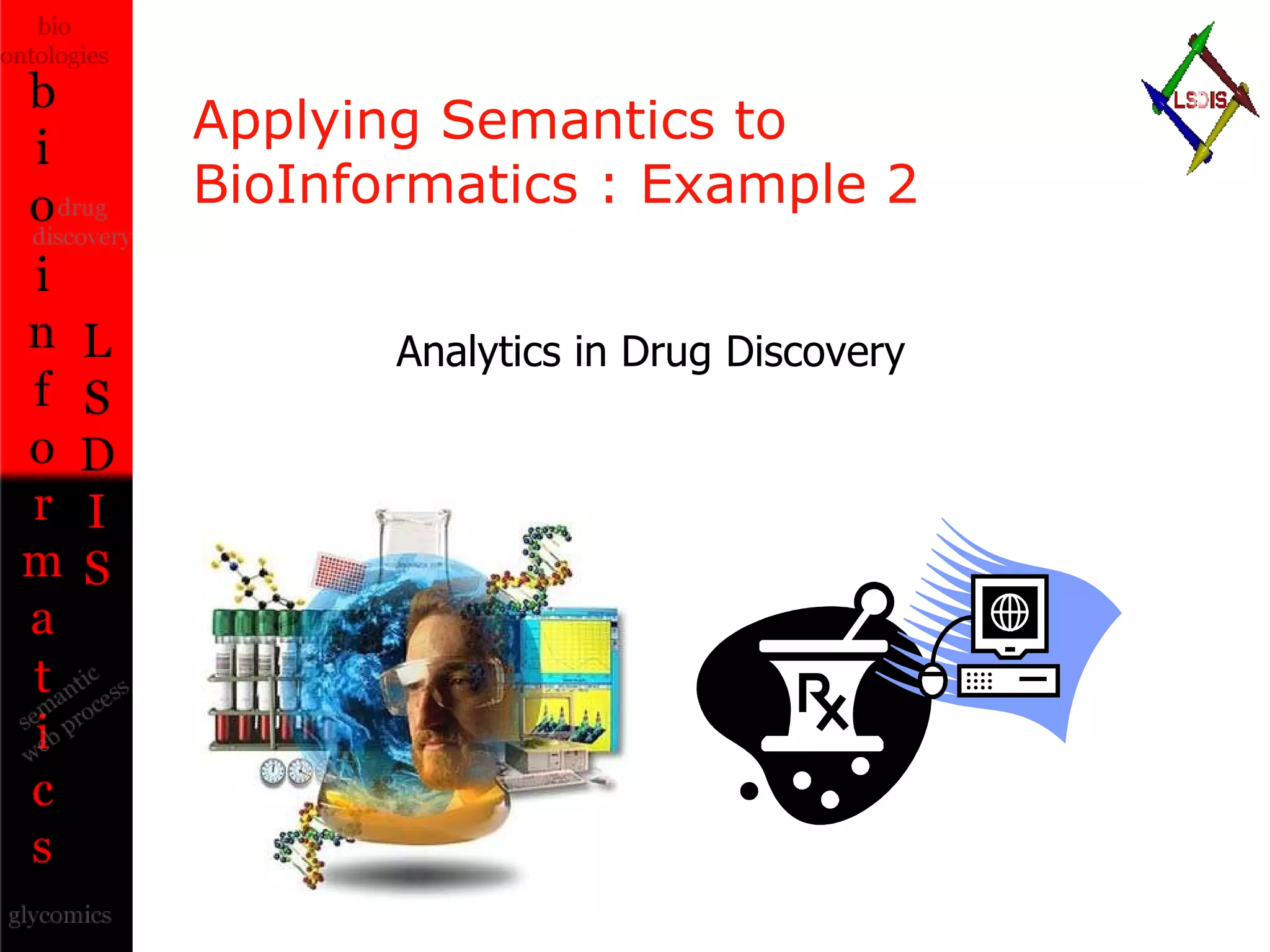 Applying Semantics to  BioInformatics : Example 2 Analytics in Drug Discovery 