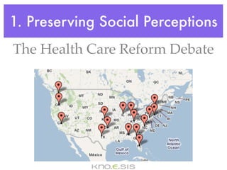 1. Preserving Social Perceptions
The Health Care Reform Debate
 