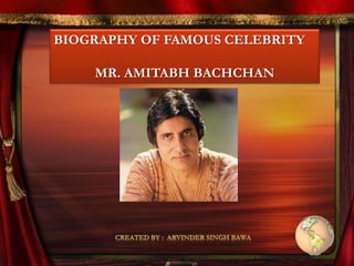 BIOGRAPHY OF FAMOUS CELEBRITY

    MR. AMITABH BACHCHAN
 
