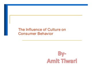 The Influence of Culture on
Consumer Behavior
 