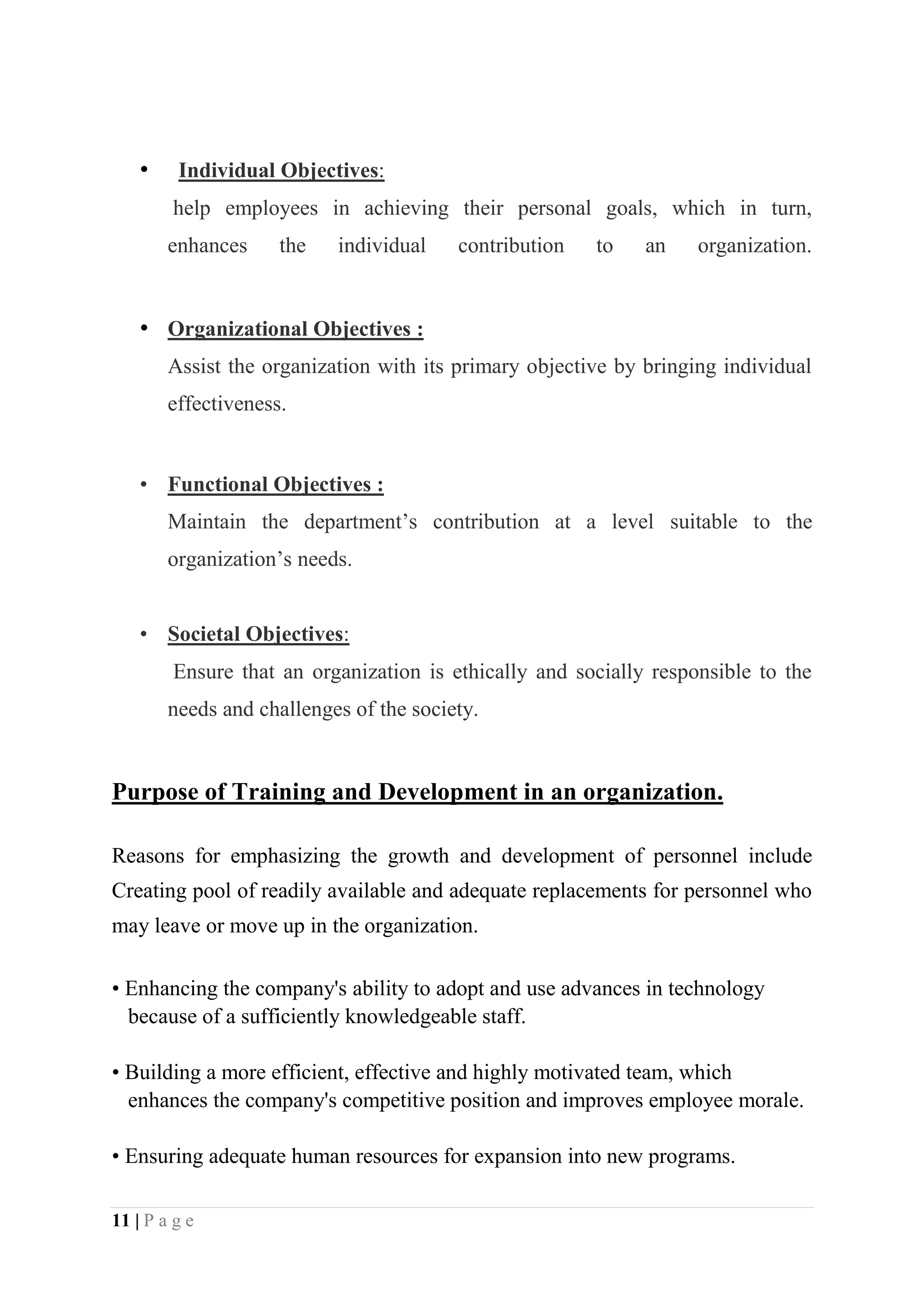 Organizational Objectives :