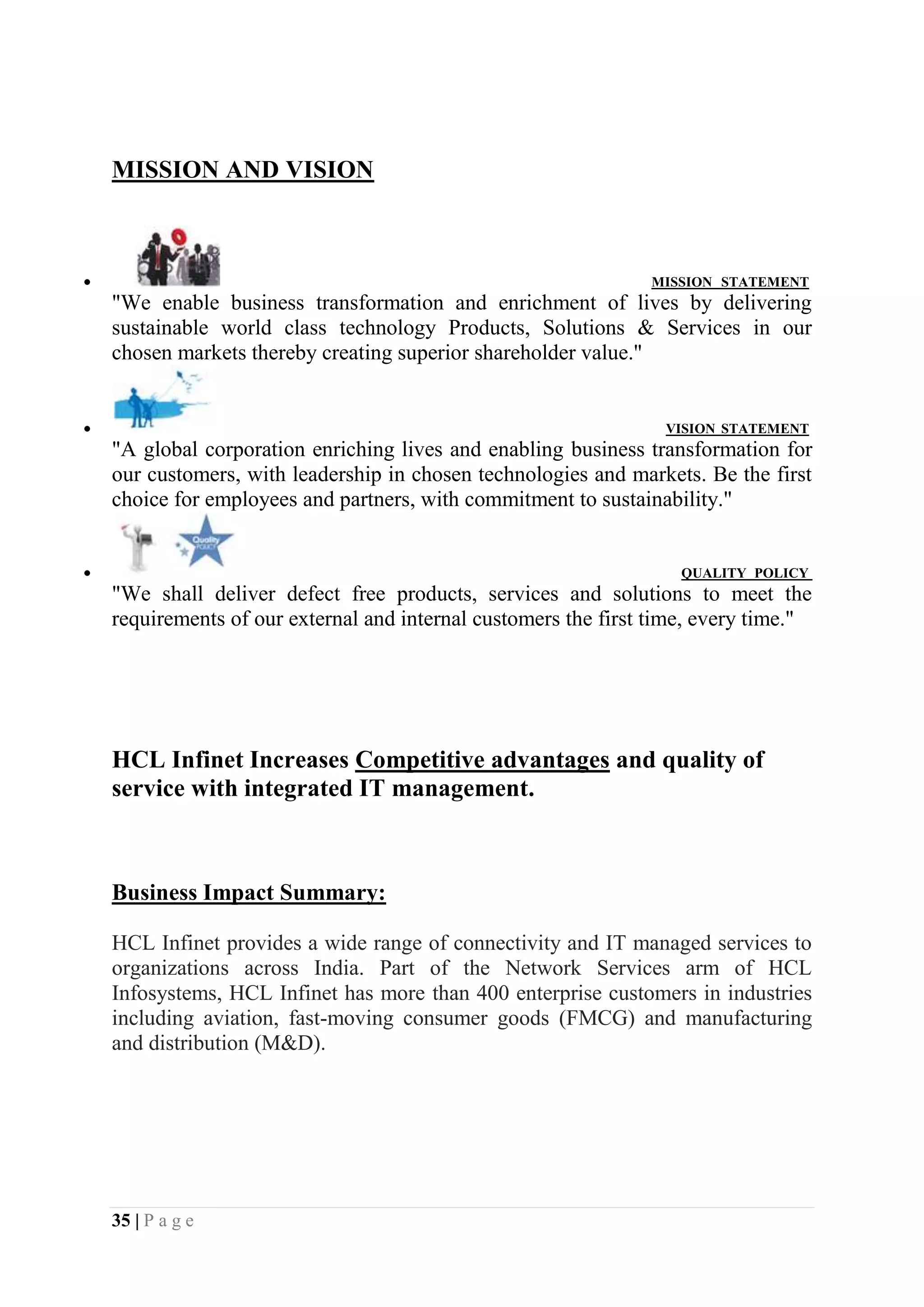 Amit mishra live project report on hcl infinet ltd.