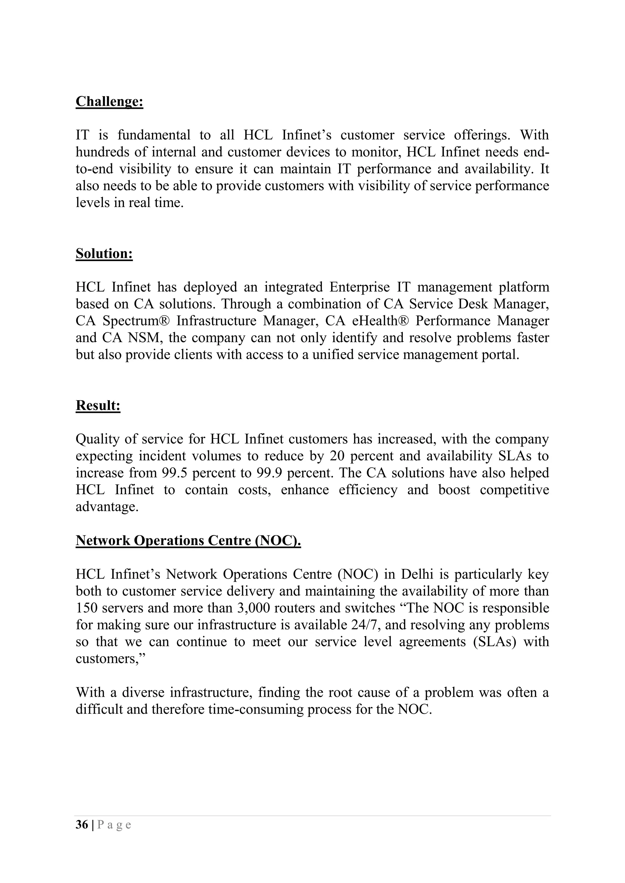 Amit mishra live project report on hcl infinet ltd.