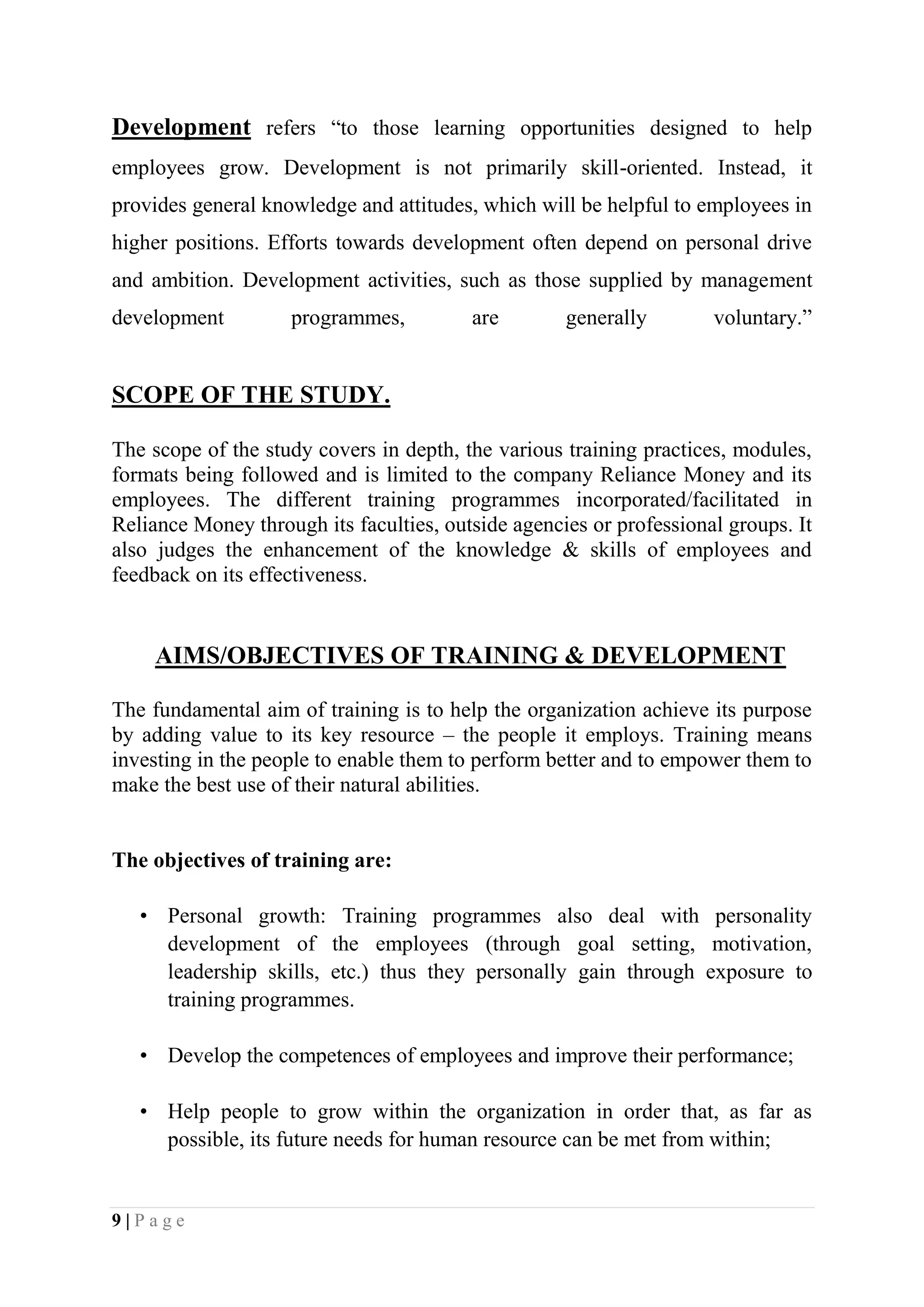   Individual Objectives: