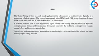 Online Voting System Project Python With Programing Secure and Efficient Online Voting System Using Python Flask and SQLite ...