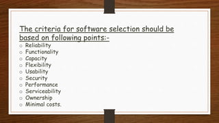 SELECTION OF HARDWARE AND SOFTWARE IN MIS | PPTX