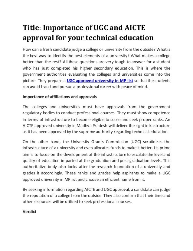 Importance of UGC and AICTE approval for your technical education