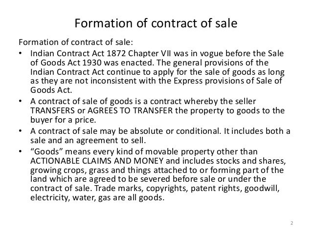 characteristics of sales of goods act characteristics of sales of goods act