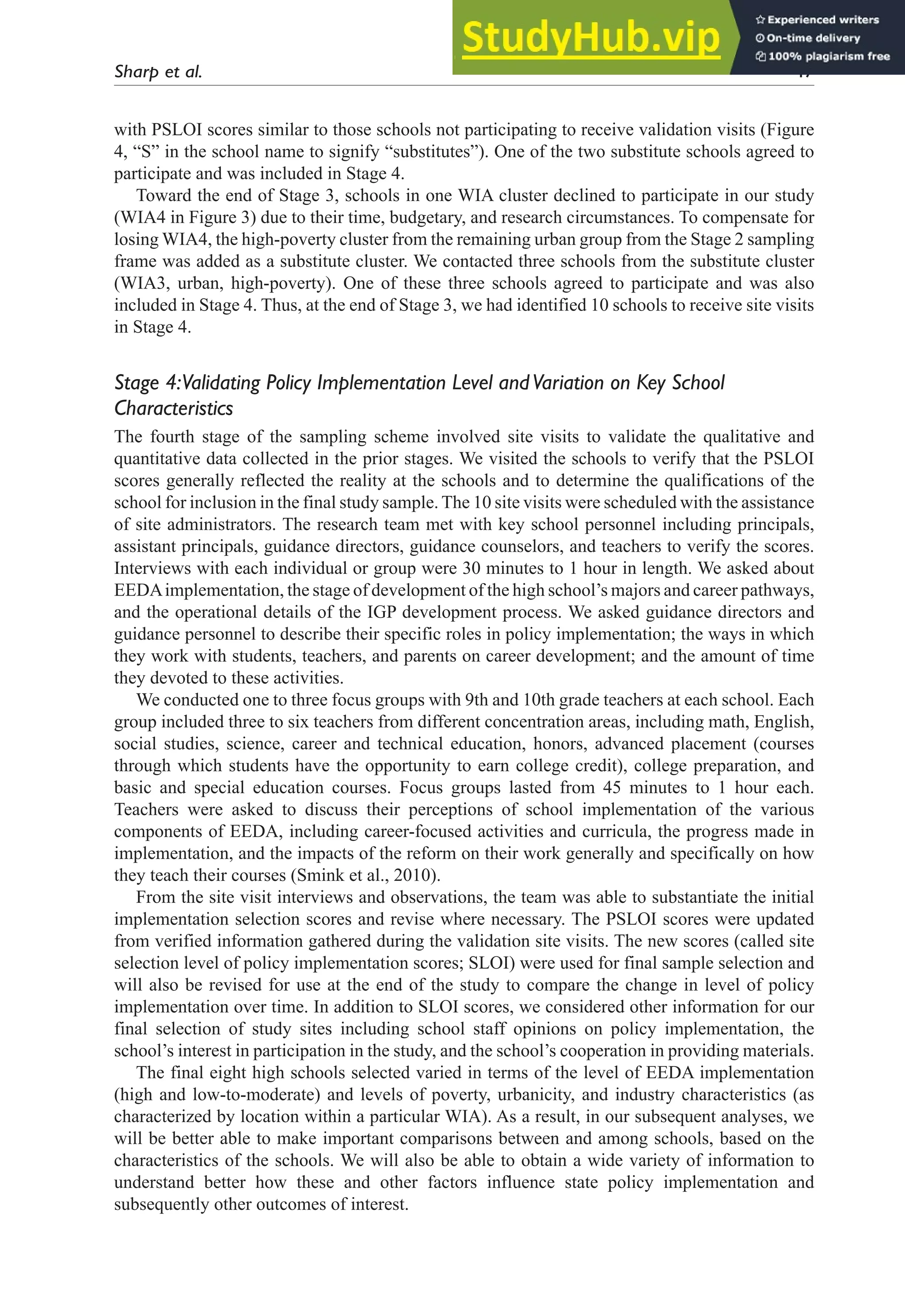A Mixed Methods Sampling Methodology For A Multisite Case Study | PDF