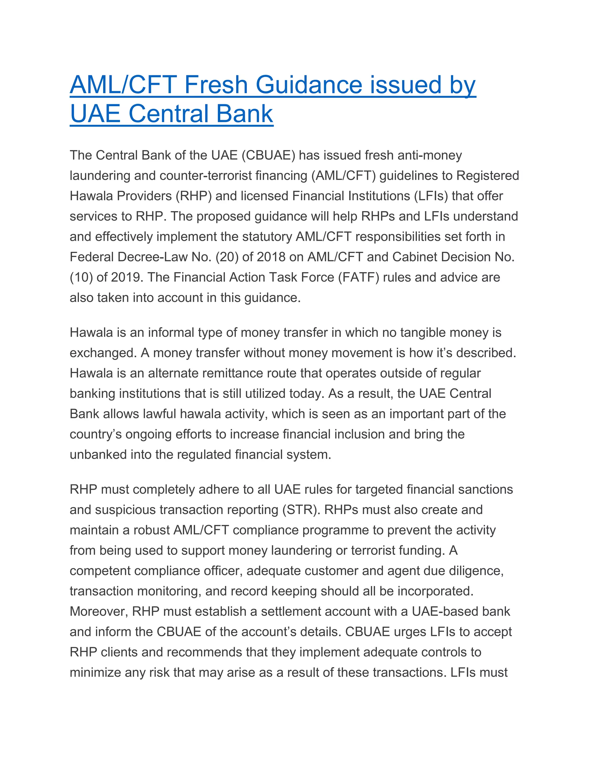 AML CFT Fresh Guidance issued by UAE Central Bank.pdf