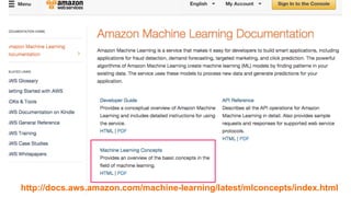 http://docs.aws.amazon.com/machine-learning/latest/mlconcepts/index.html
 