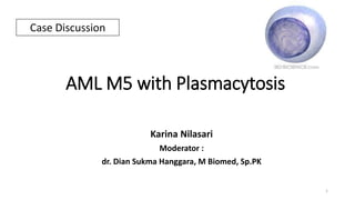 AML M5 with Plasmacytosis
Karina Nilasari
Moderator :
dr. Dian Sukma Hanggara, M Biomed, Sp.PK
1
Case Discussion
 