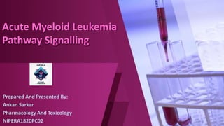 Acute Myeloid Leukemia
Pathway Signalling
Prepared And Presented By:
Ankan Sarkar
Pharmacology And Toxicology
NIPERA1820PC02
 