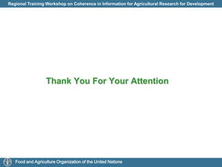 OutputsRegional Thematic Networks (from 2008 – present)Regional Agricultural Biotechnology Network Near East and North AfricaNear East Plant Protection NetworkRegional Aquaculture Information systemPreventive Desert Locust Management Network (EMPRES) and Commission for Controlling the Desert Locust in the Central Region (CRC) Regional Network];Near East and North Africa Regional Network for Agricultural Policies.