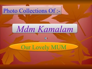 Photo Collections Of :- Mdm Kamalam Our Lovely MUM 