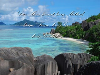 Das Meer kennt kein Mitleid,  keine Treue, kein Gesetz,  kein Gedenken.  