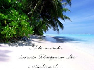 Ich bin mir sicher, dass mein Schweigen am Meer verstanden wird…  