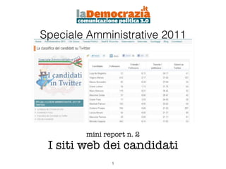Speciale Amministrative 2011




        mini report n. 2
 I siti web dei candidati
               !1
 