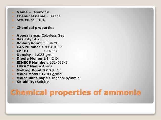 Chemical Properties Of Ammonia Gas Chemical Properties Of Ammonia Gas