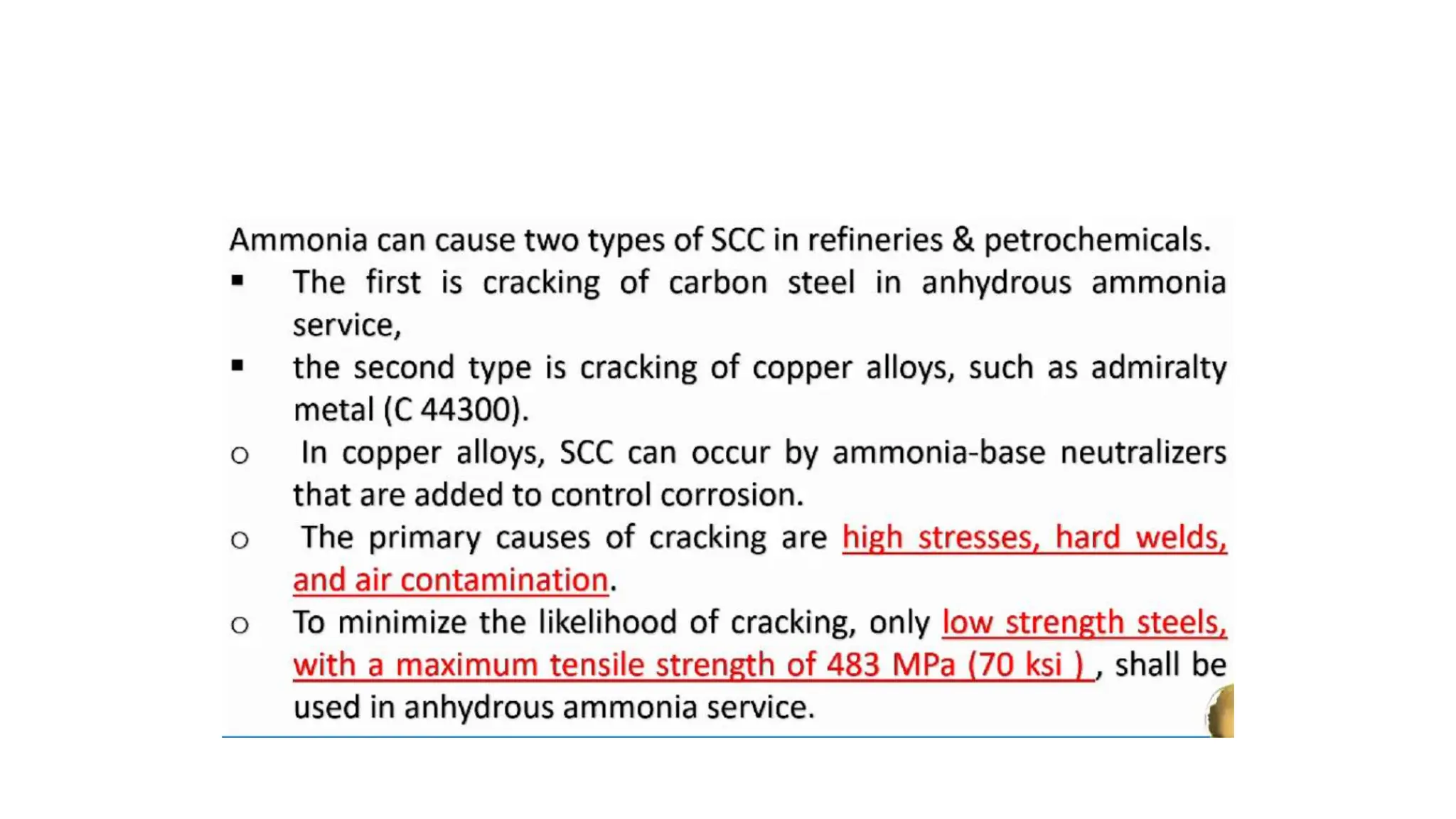 Ammonia SCC based on API 571 Damage Mechanism | PPTX