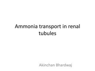 Ammonia transport in renal
tubules
Akinchan Bhardwaj
 