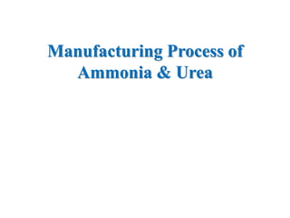 Manufacturing Process of
Ammonia & Urea
 