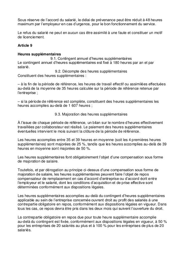 Idcc 3168 Accord Amenagement Organisation Du Temps Travail