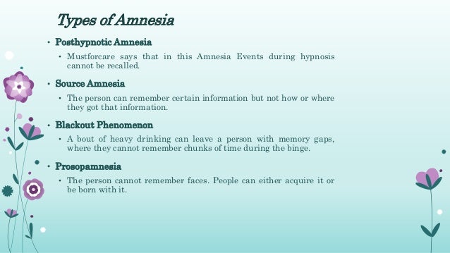 types of amnesia types of amnesia