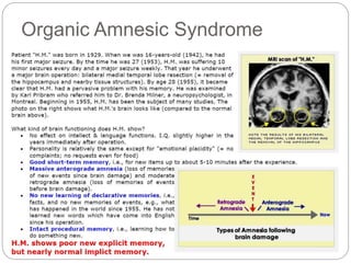 Organic Amnesic Syndrome
 
