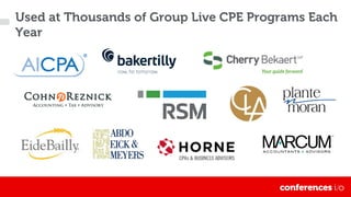 Used at Thousands of Group Live CPE Programs Each
Year
 