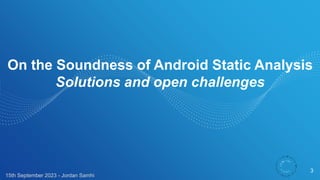 On the Soundness of Android Static Analysis | PPTX