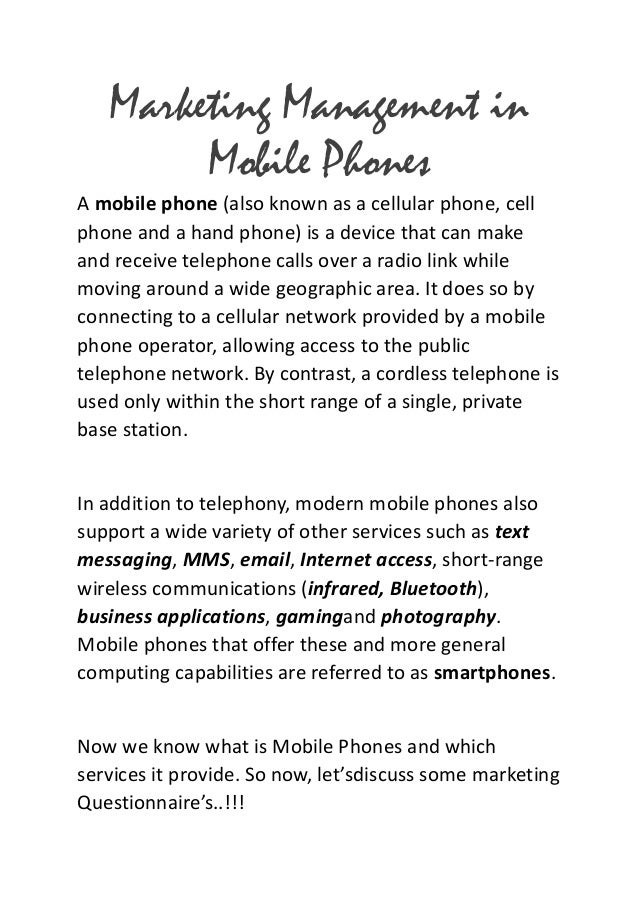 marketing management project on marketing management on mobile