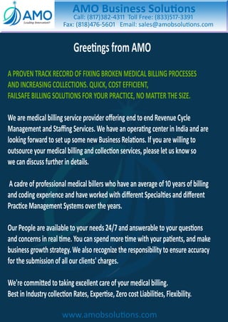Business Proposal for US Medical Billing and Revenue Cycle Management Services