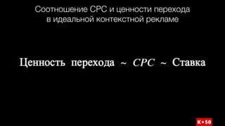 Соотношение CPC и ценности перехода  
в идеальной контекстной рекламе
 