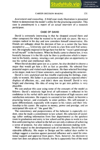 A Model Of Career Decision Making For College Students | PDF