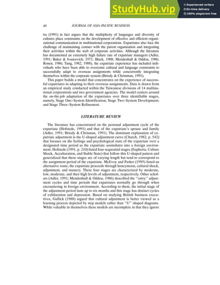 Expatriates Process A Model Of Expatriate On-The-Job Adaptation To Overseas Assignments A ...