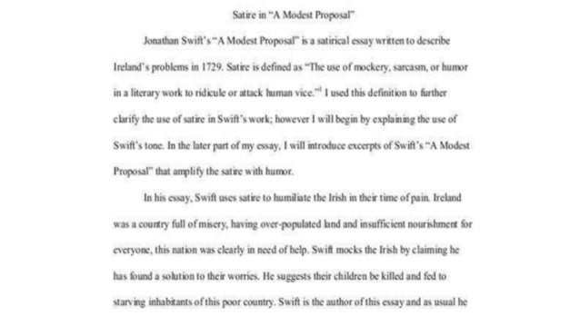 A Modest Proposal By Jonathan Swift