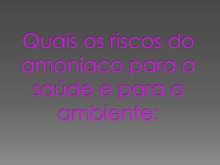 Quais os riscos do amoníaco para a saúde e para o ambiente: