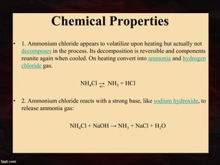 Comprehensive Overview of Ammonium Chloride: Properties, Preparation ...